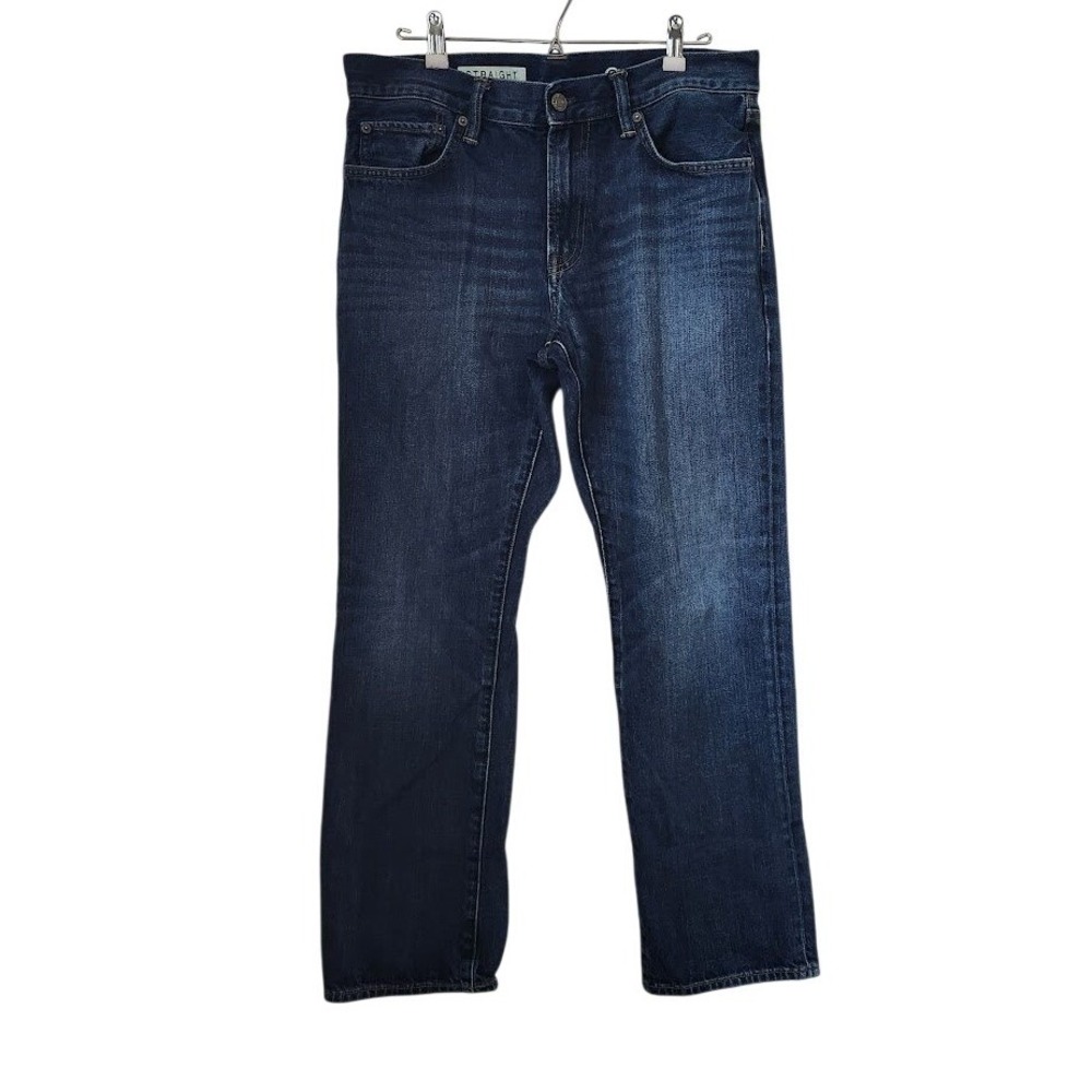 Gap Men's Straight Leg Jeans Dark Blue Wash 100% Cotton 33x30 Denim Pants 177